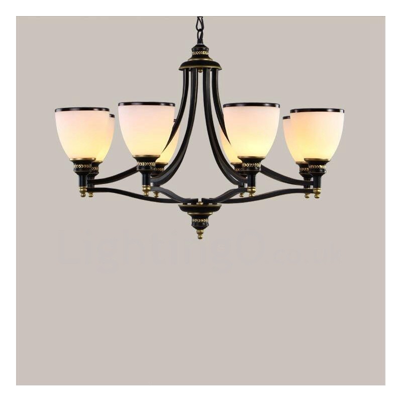 Lustre en métal intégré à 8 lumières de style rustique