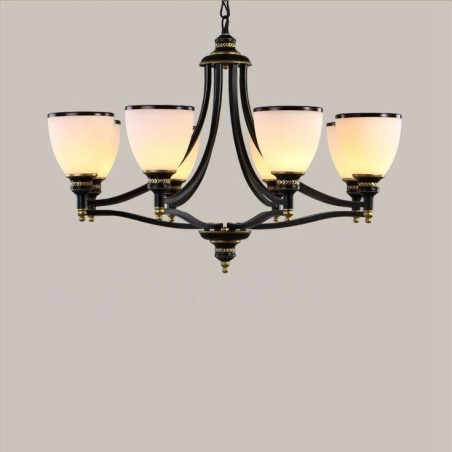 Lustre en métal intégré à 8 lumières de style rustique Lustre en métal intégré à 8 lumières de style rustique