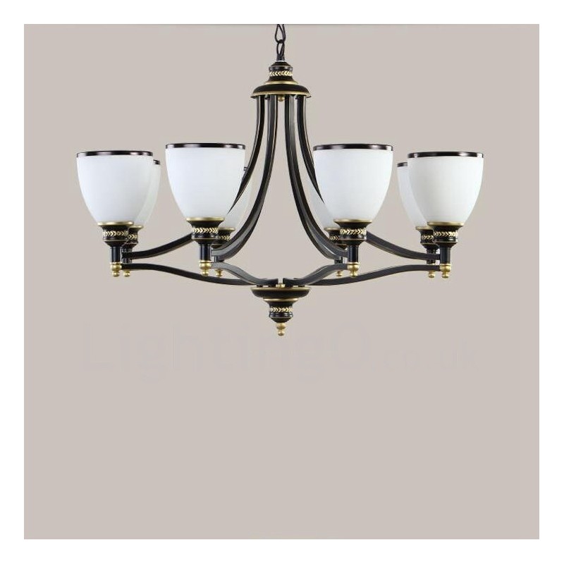 Lustre en métal intégré à 8 lumières de style rustique