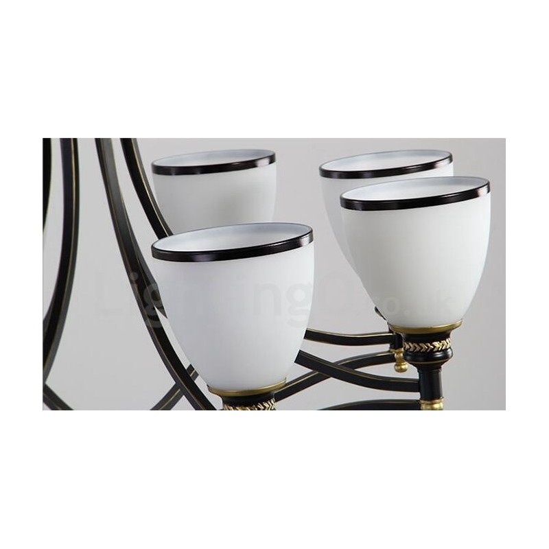Lustre en métal intégré à 8 lumières de style rustique