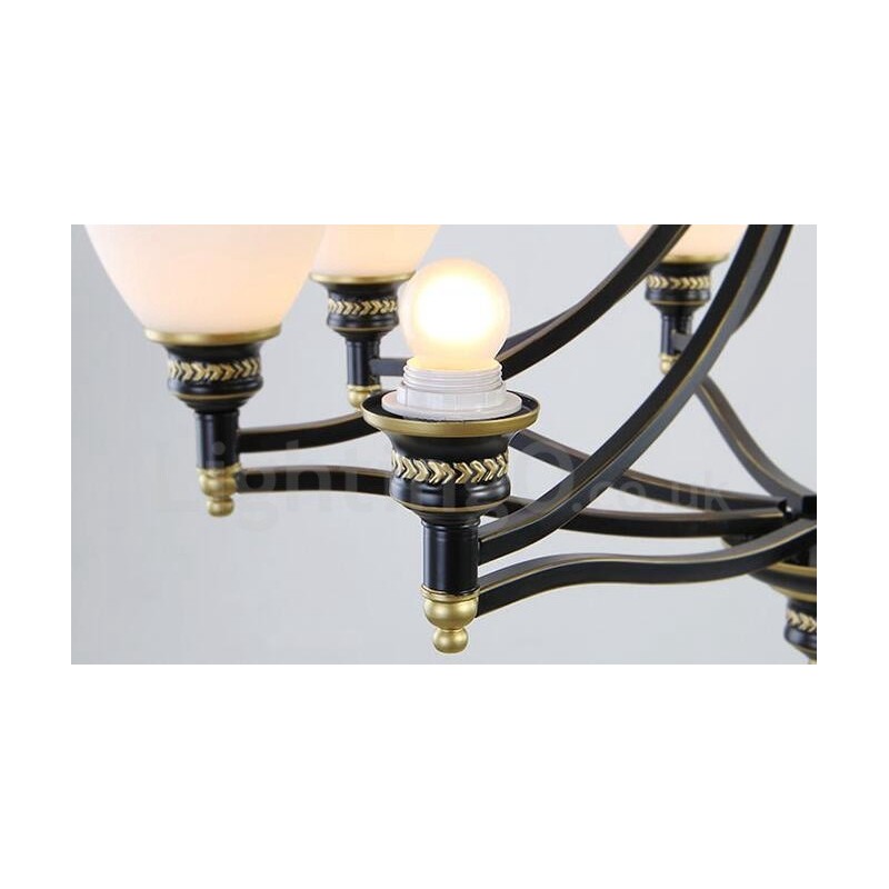 Lustre en métal intégré à 8 lumières de style rustique