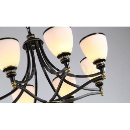 Lustre en métal intégré à 8 lumières de style rustique
