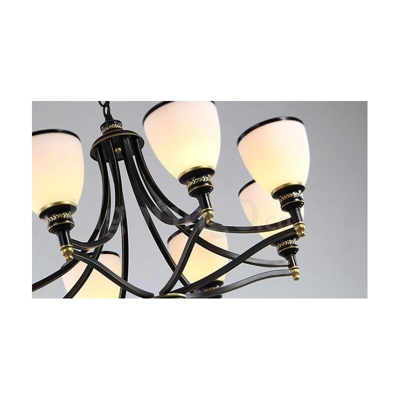 Lustre en métal intégré à 8 lumières de style rustique