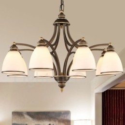 Lustre en métal intégré à 8 lumières de style rustique