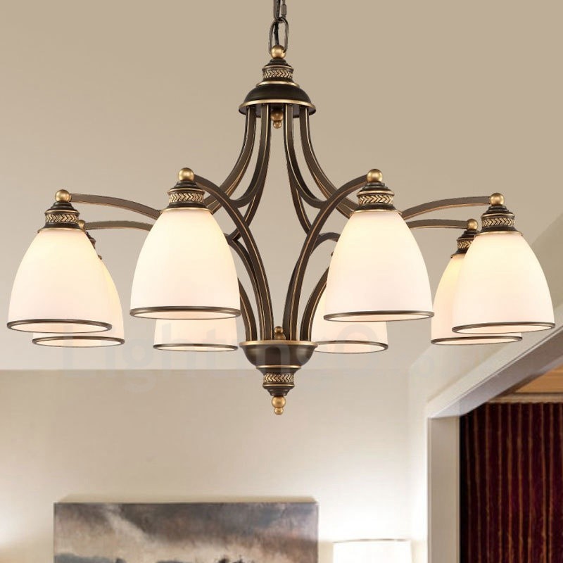 Lustre en métal intégré à 8 lumières de style rustique