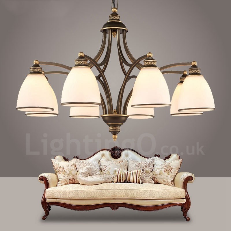 Lustre en métal intégré à 8 lumières de style rustique