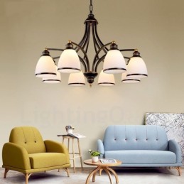 Lustre en métal intégré à 8 lumières de style rustique
