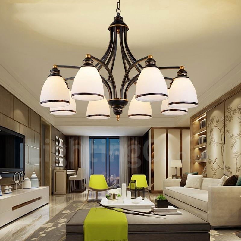 Lustre en métal intégré à 8 lumières de style rustique