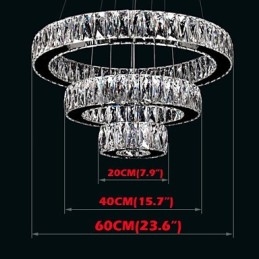 Suspension en cristal moderne à trois anneaux D204060 K9, grands luminaires de plafond en cristal
