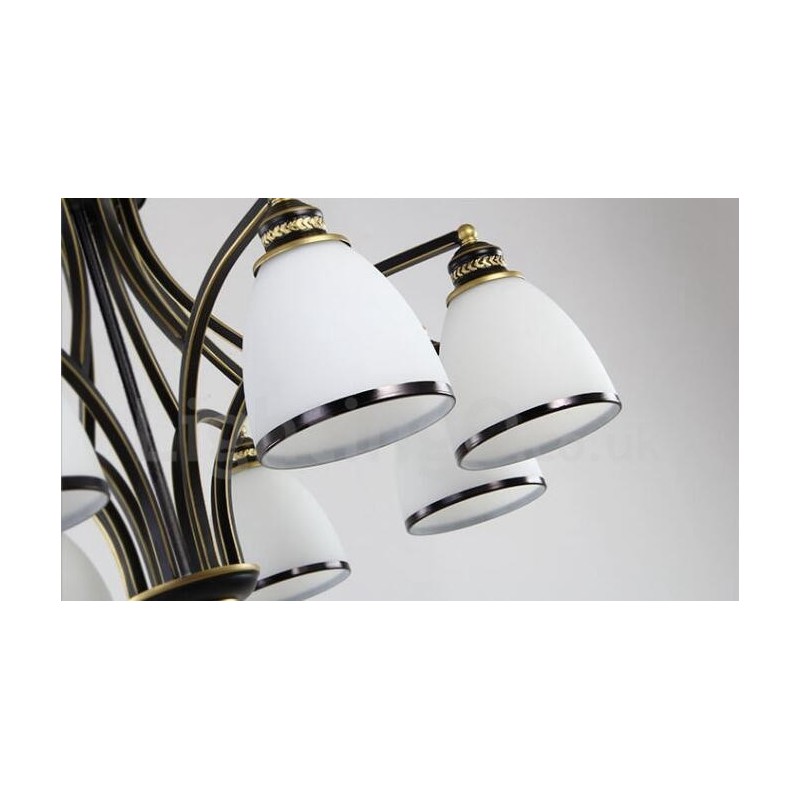 Lustre en métal intégré à 8 lumières de style rustique