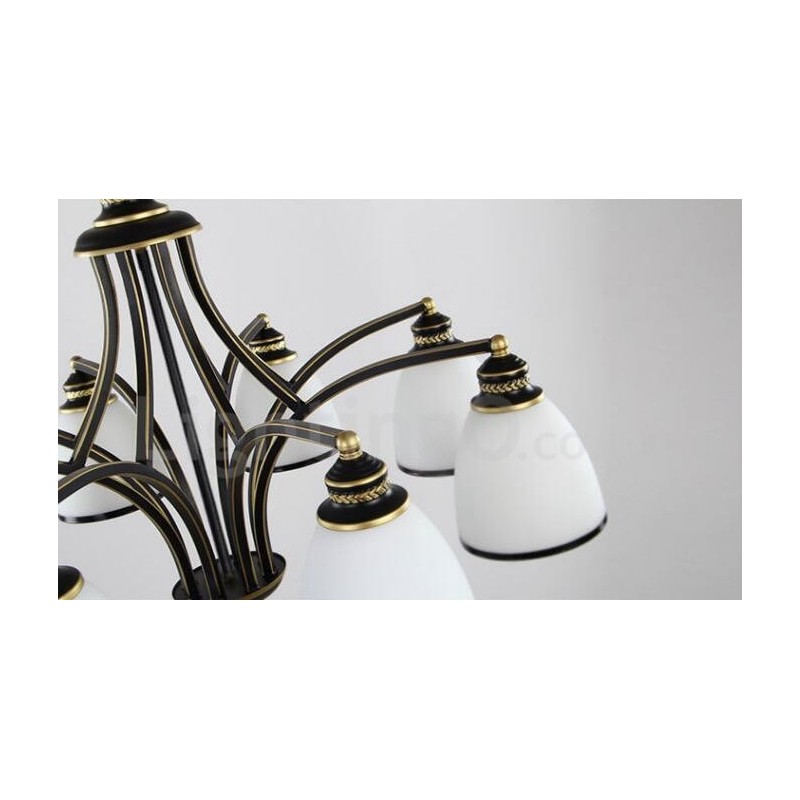 Lustre en métal intégré à 8 lumières de style rustique