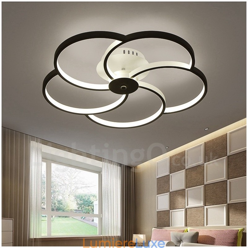 Lustre moderne contemporain intégré en métal à 5 lumières