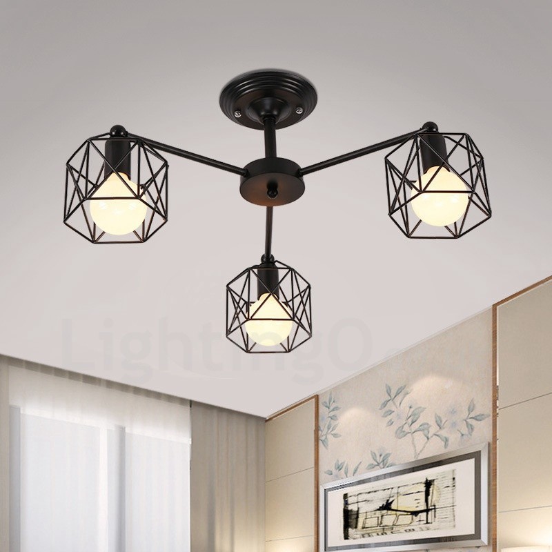Lustre rustique intégré à 3 lumières