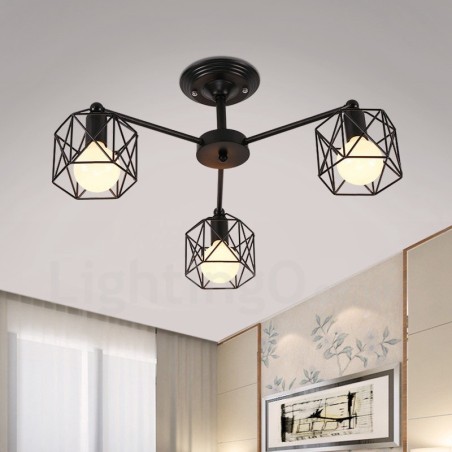 Lustre rustique intégré à 3 lumières Lustre rustique intégré à 3 lumières