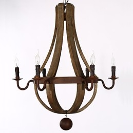 Lustre suspendu vintage américain rustique en bois avec porte-bouteilles