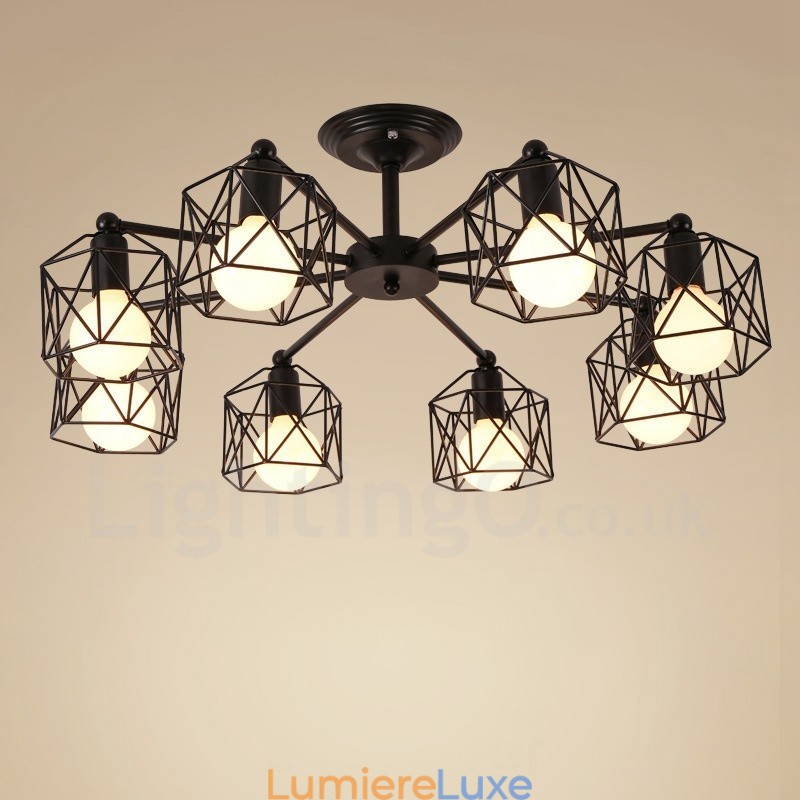 Lustre rustique intégré à 8 lumières