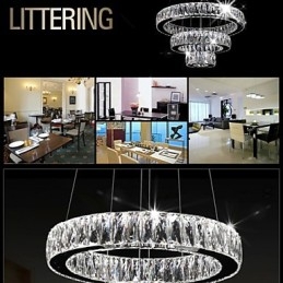 Suspension en cristal moderne à trois anneaux D204060 K9, grands luminaires de plafond en cristal