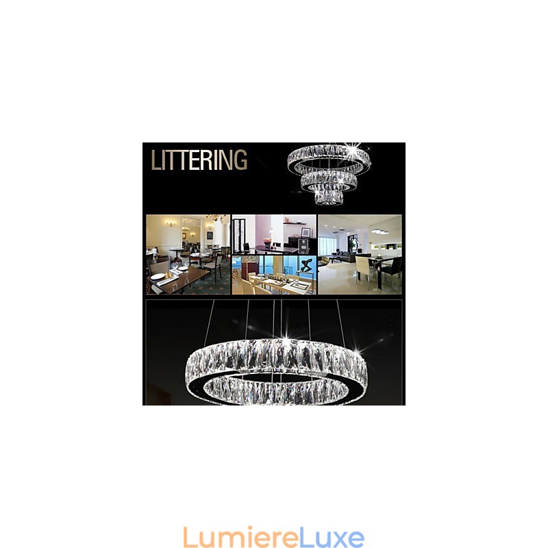 Suspension en cristal moderne à trois anneaux D204060 K9, grands luminaires de plafond en cristal