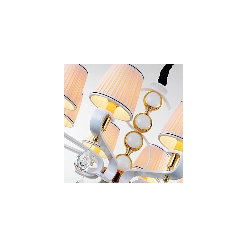 Lustre en tissu 8 lumières, lampe minimaliste moderne de haute qualité