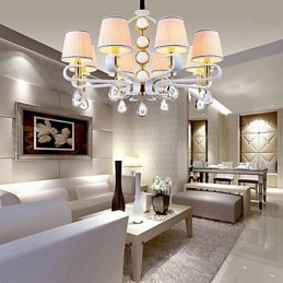 Lustre en tissu 8 lumières, lampe minimaliste moderne de haute qualité