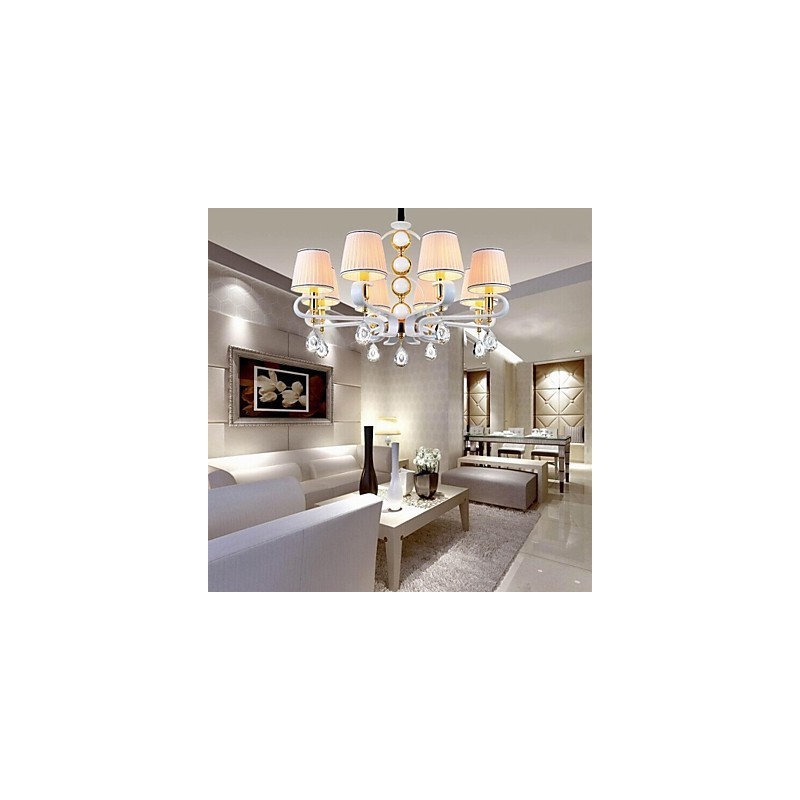 Lustre en tissu 8 lumières, lampe minimaliste moderne de haute qualité
