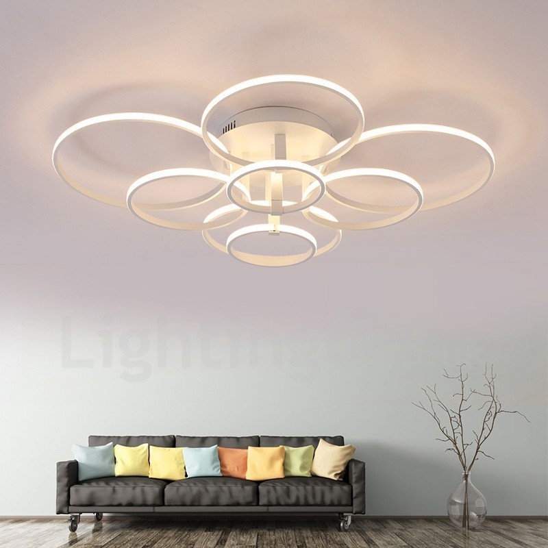Plafonnier encastré en métal intégré contemporain moderne à 8 lumières