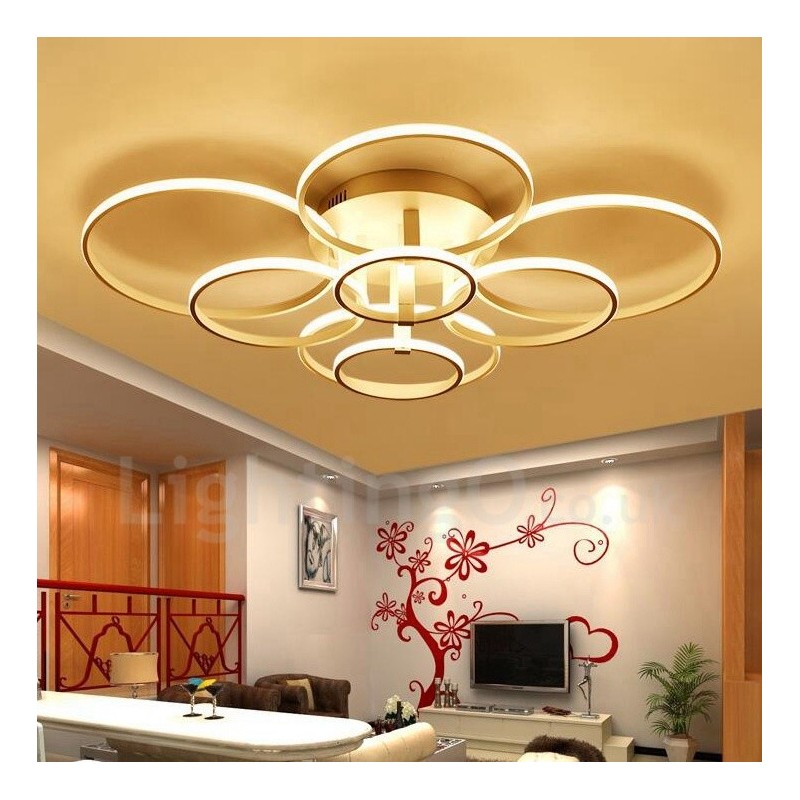 Plafonnier encastré en métal intégré contemporain moderne à 8 lumières