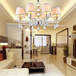Lustre en tissu 8 lumières, lampe minimaliste moderne de haute qualité