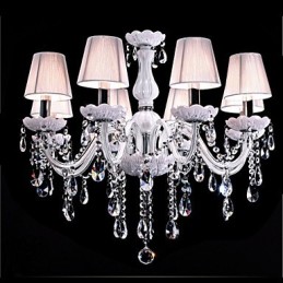Lustre en cristal de luxe à 6 lumières, couleur blanche, lustre en cristal K9