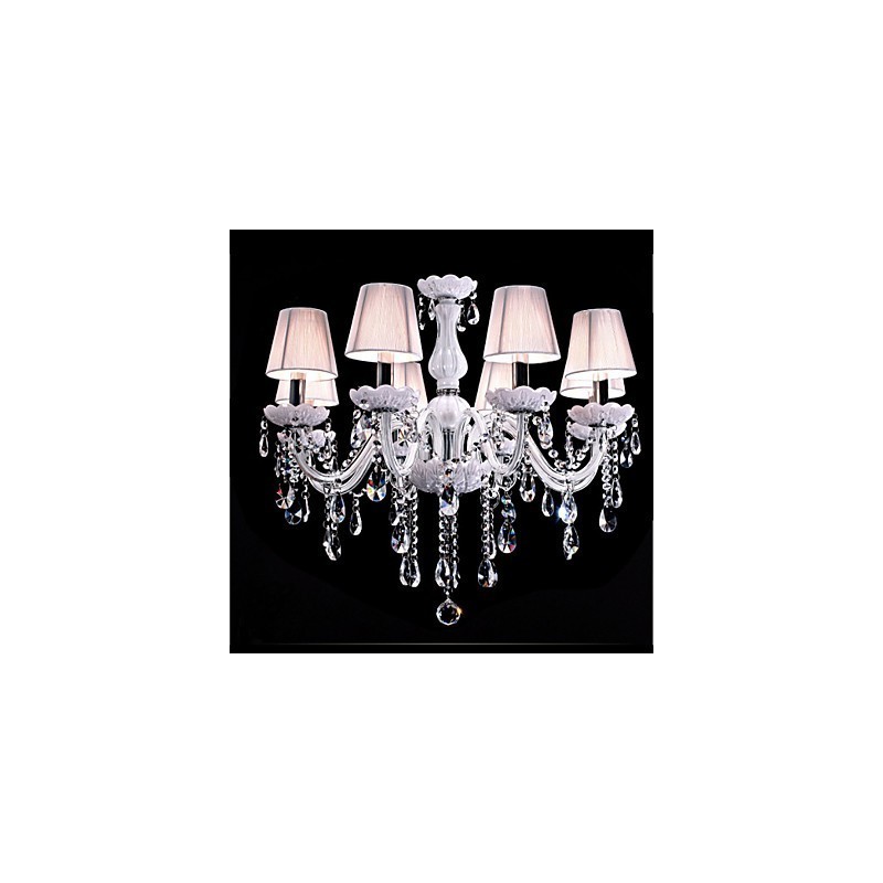 Lustre en cristal de luxe à 6 lumières, couleur blanche, lustre en cristal K9
