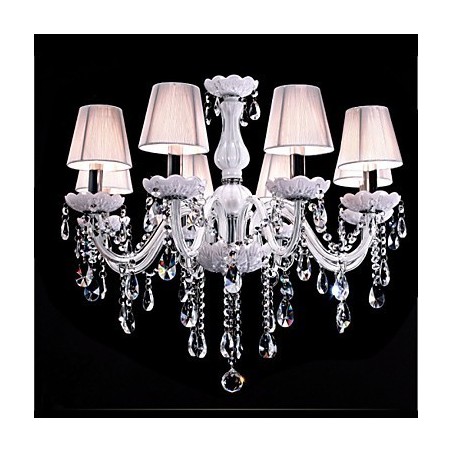 Lustre en cristal de luxe à 6 lumières, couleur blanche, lustre en cristal K9 Lustre en cristal de luxe à 6 lumières, couleur blanche, lustre en cristal K9