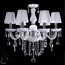 Lustre en cristal de luxe à 6 lumières, couleur blanche, lustre en cristal K9