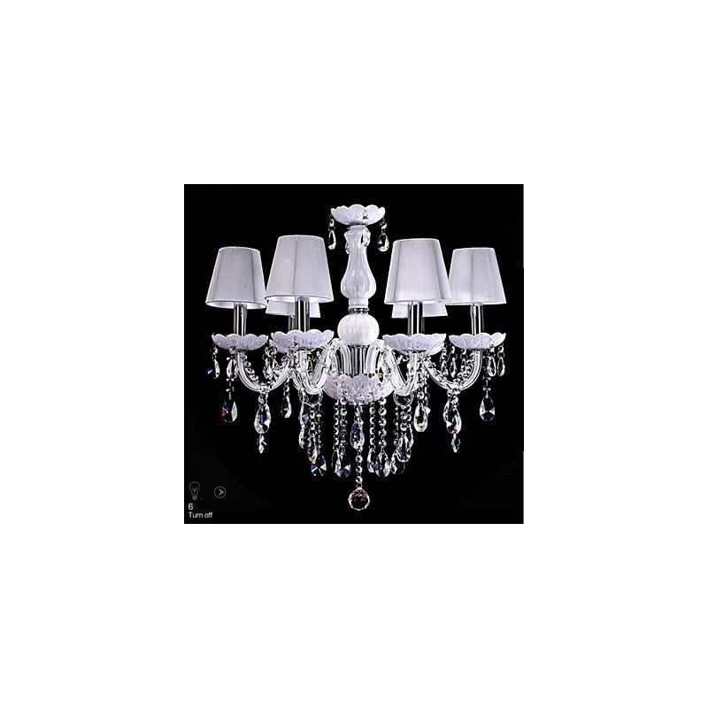Lustre en cristal de luxe à 6 lumières, couleur blanche, lustre en cristal K9