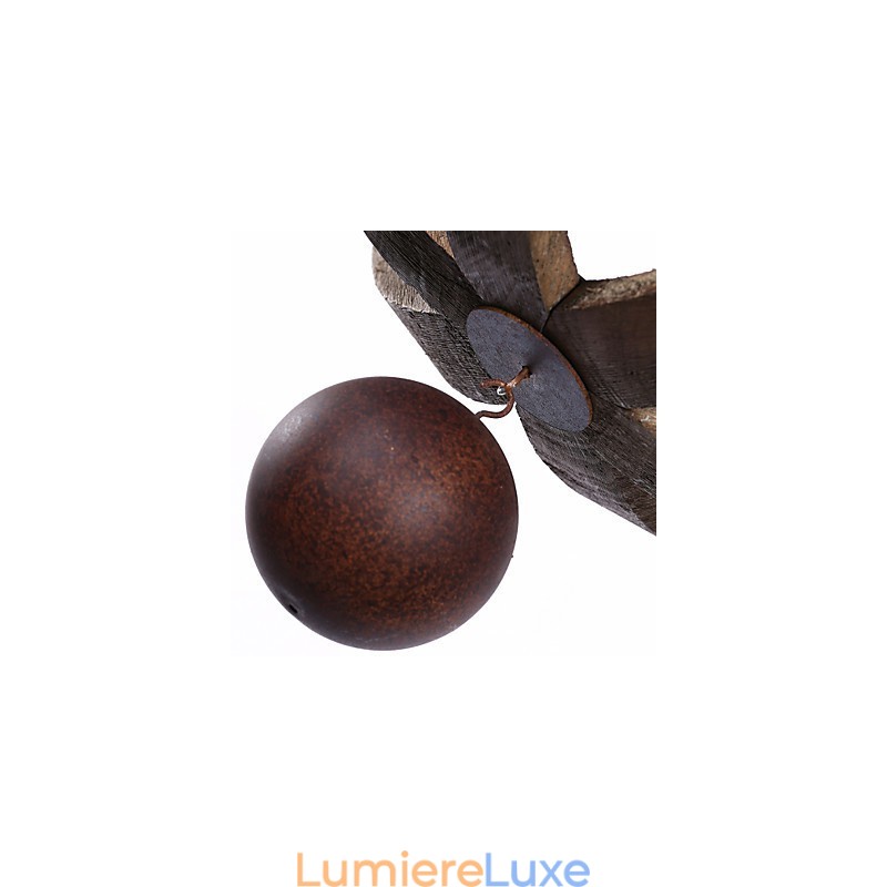 Lustre suspendu vintage américain rustique en bois avec porte-bouteilles