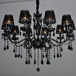 Lustre en cristal moderne contemporain à 10 lumières en métal
