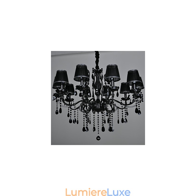Lustre en cristal moderne contemporain à 10 lumières en métal