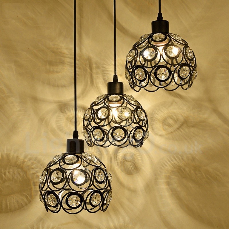 Suspension intégrée à 3 lumières style rustique Lodge