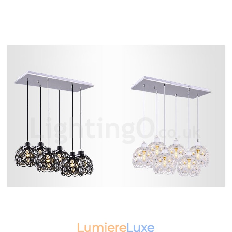 Suspension intégrée à 6 lumières style rustique Lodge