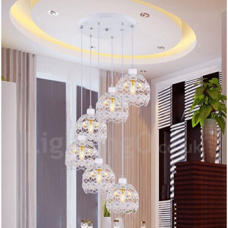 Suspension intégrée à 6 lumières style rustique Lodge Suspension intégrée à 6 lumières style rustique Lodge