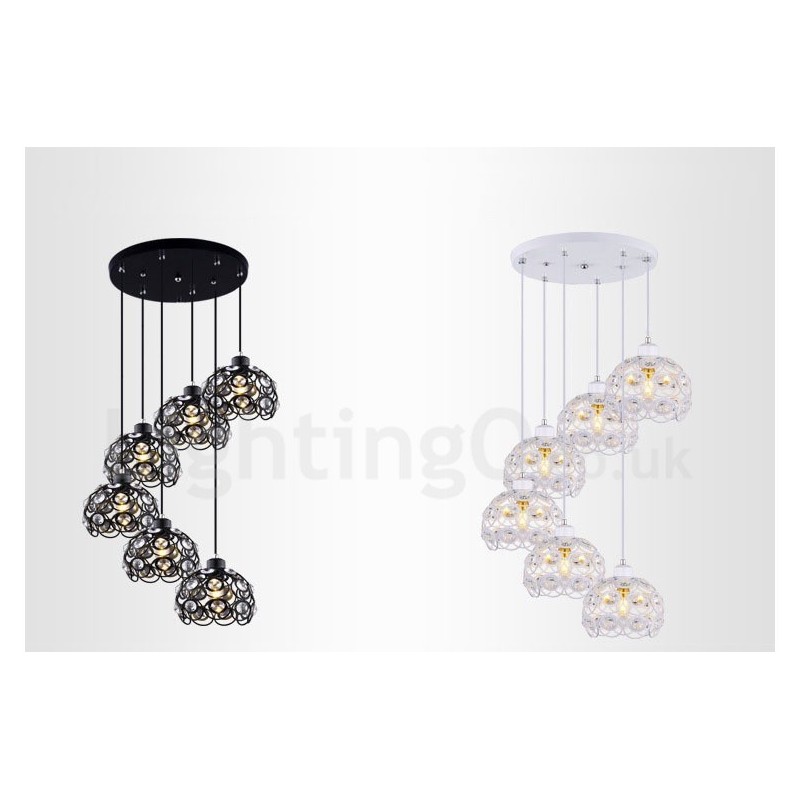 Suspension intégrée à 6 lumières style rustique Lodge