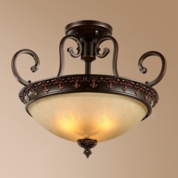 Plafonnier encastré en métal intégré à une seule lumière de style rustique