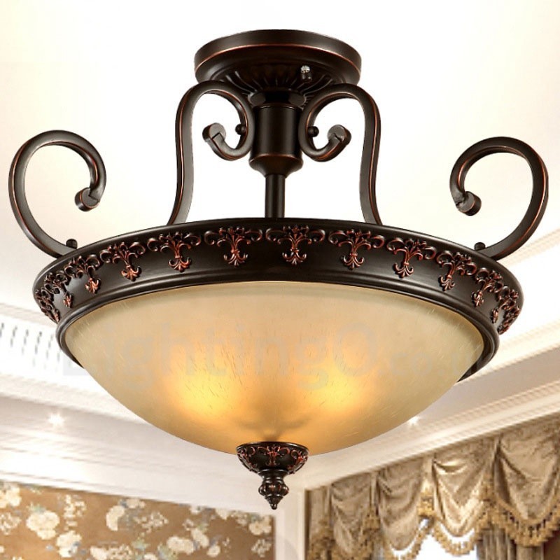 Plafonnier encastré en métal intégré à une seule lumière de style rustique