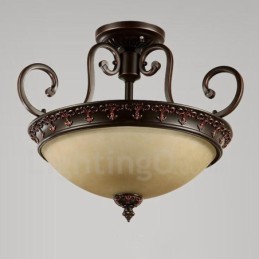Plafonnier encastré en métal intégré à une seule lumière de style rustique