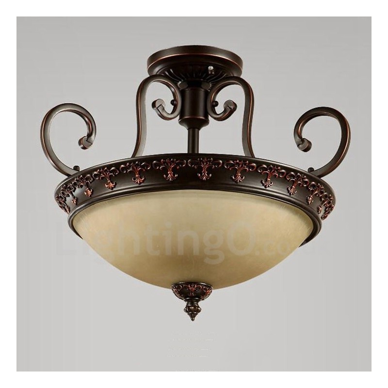 Plafonnier encastré en métal intégré à une seule lumière de style rustique
