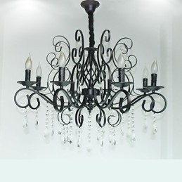 Lustre en métal et cristal de style européen à 8 têtes