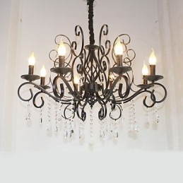Lustre en métal et cristal de style européen à 8 têtes