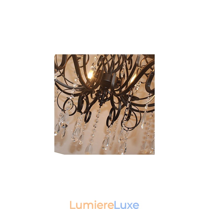 Lustre en métal et cristal de style européen à 8 têtes