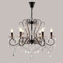 Lustre en cristal à 6 lumières, moderne, contemporain, traditionnel, classique, rustique, lodge, vintage, rétro