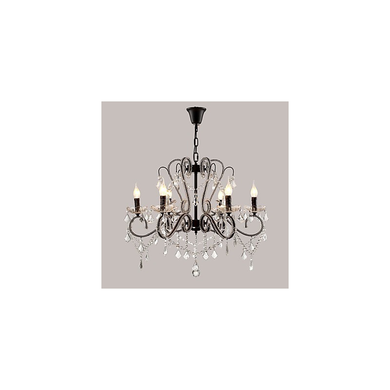 Lustre en cristal à 6 lumières, moderne, contemporain, traditionnel, classique, rustique, lodge, vintage, rétro