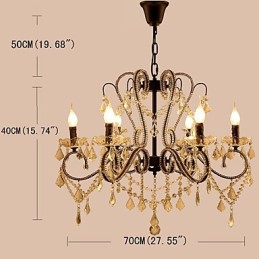 Lustre en cristal à 6 lumières, moderne, contemporain, traditionnel, classique, rustique, lodge, vintage, rétro